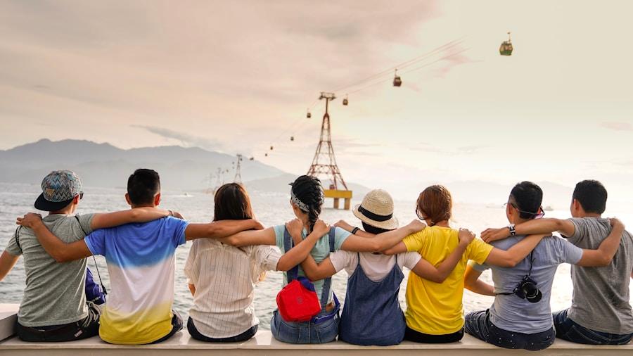 Friends sitting together outdoors